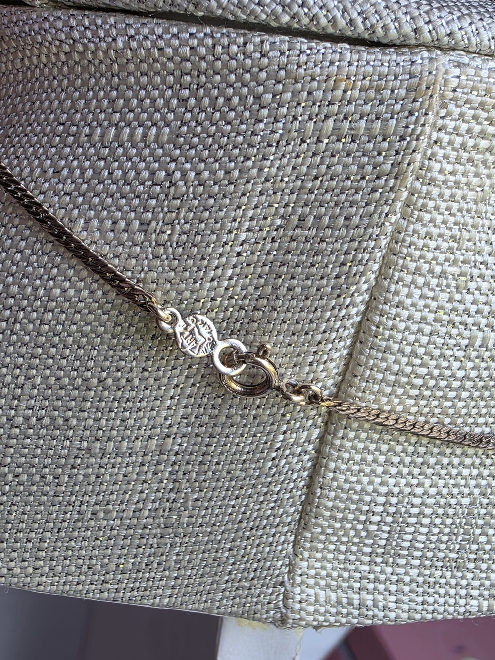 Vintage Carl-Art 14K Gold Filled Integrated Green Jade Marquise & Pearl Leaf Spr - Picture 7 of 11